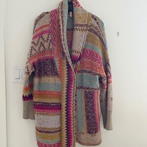 Pilcro shawl collar grandpa cardigan in multi color size xs/s